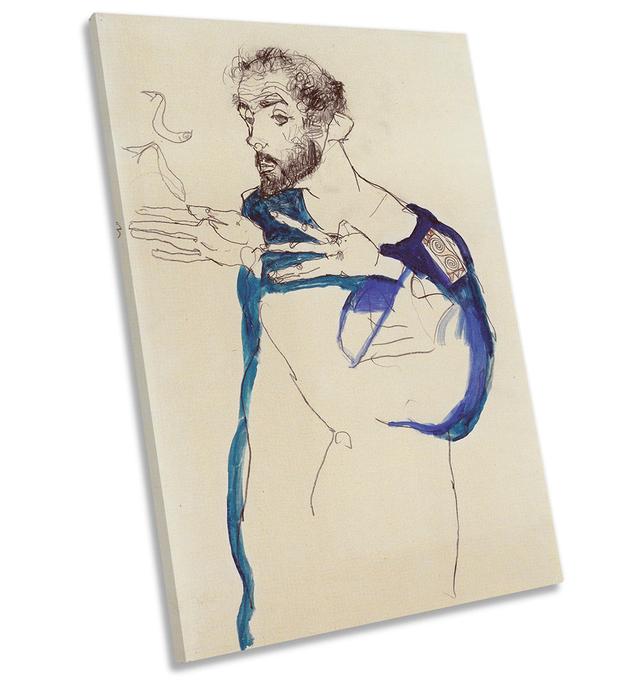 Egon Schiele Gustav Klimt im blauen Malerkittel - Wrapped Canvas Painting Marlow Home Co. Size: 76.2cm H x 50.8cm W x 2cm D on Productcaster.