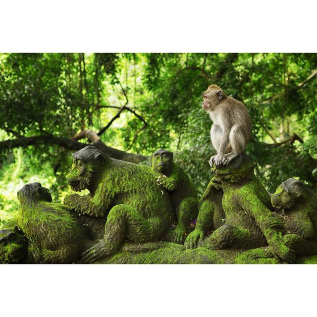 Macaque In Monkey Forest by Tunart - No Frame Print on Canvas 17 Stories Size: 80cm H x 120cm W on Productcaster.