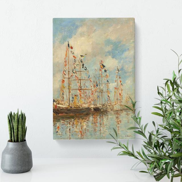 Yacht Basin at Trouville by Eugene Boudin - Wrapped Canvas Painting East Urban Home Size: 76cm H x 50cm W x 3cm D on Productcaster.