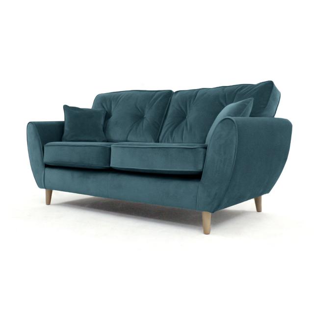 Rafe 3 Seater Velvet Sofa Hykkon Upholstery Colour: Petrol Velvet on Productcaster.