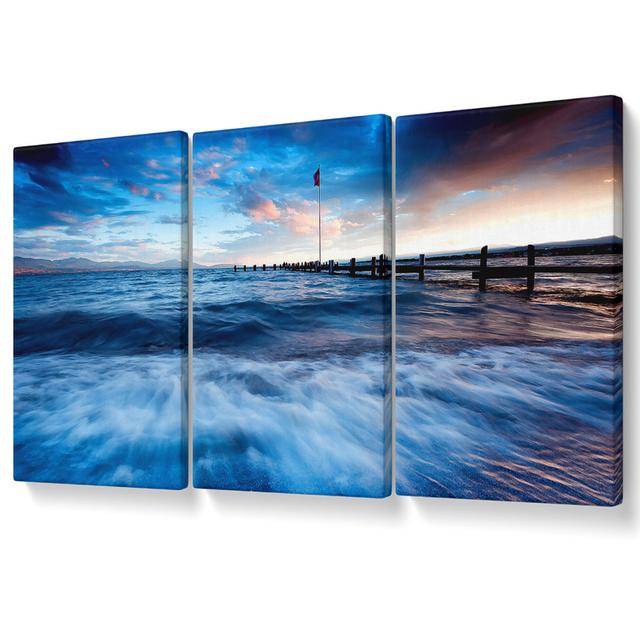 Sea Twilight Canvas 3 Panel Set Highland Dunes Size: 50.8cm H x 106.6cm W on Productcaster.