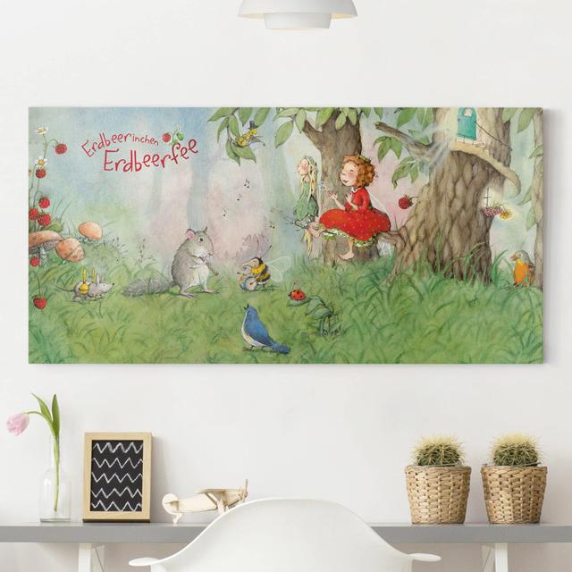 Strawberry Fairy - Making Music Together Wall Art on Canvas Bilderwelten Size: 60cm H x 120cm W, Format: Canvas 260g/m² on Productcaster.