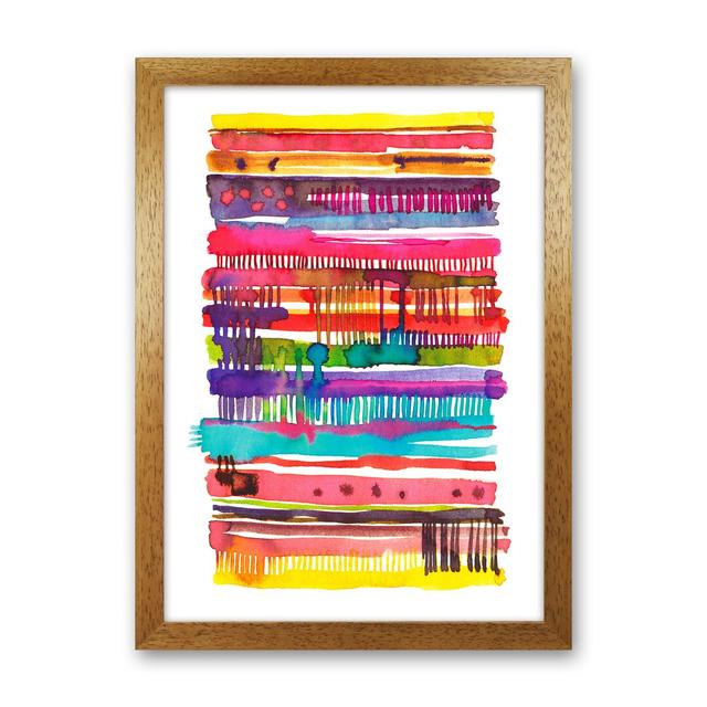 Irregular Watercolor Lines - Print 17 Stories Frame Option: Brown Framed, Size: 34cm H x 25cm W x 3cm D on Productcaster.