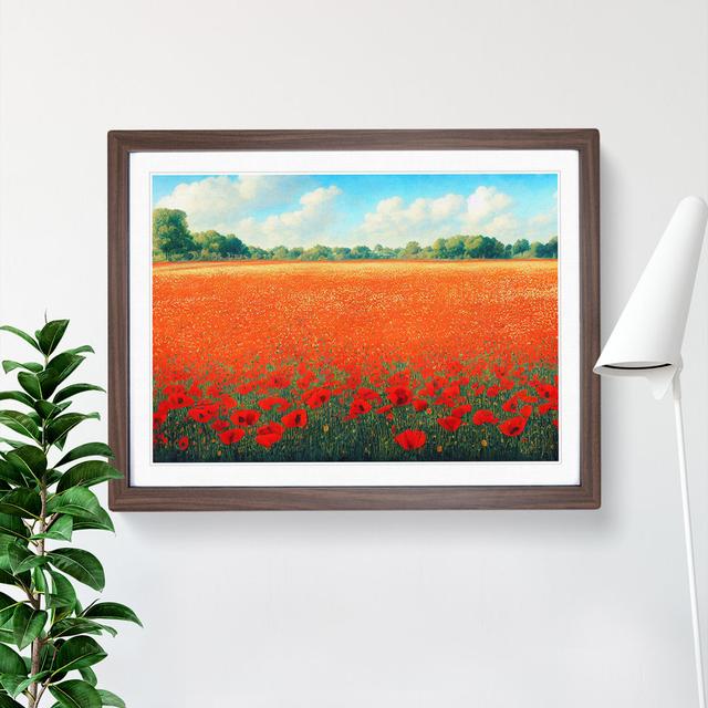 Exceptional Poppy Field Flowers - Single Picture Frame Painting 17 Stories Frame Colour: Walnut, Size: 25cm H x 34cm W x 2cm D on Productcaster.