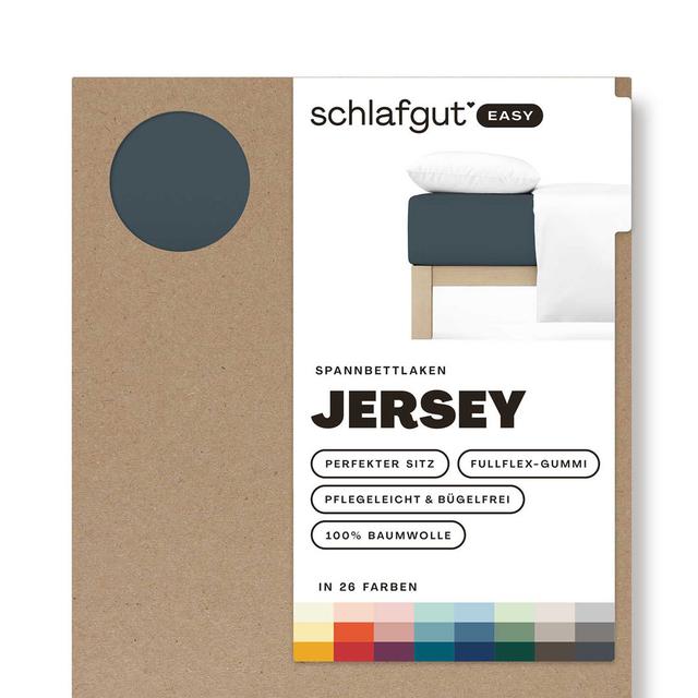 Jersey Fitted Sheet Easy 100% Cotton schlafgut Colour: Grey Deep, Size: L 140 x 200cm - 160 x 200cm on Productcaster.