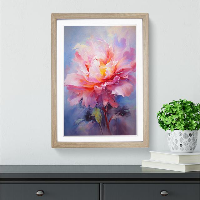 Peony Flower Gestural - Single Picture Frame Print on Wood Marlow Home Co. Size: 34cm H x 25cm W x 2cm D, Format: Oak Framed on Productcaster.