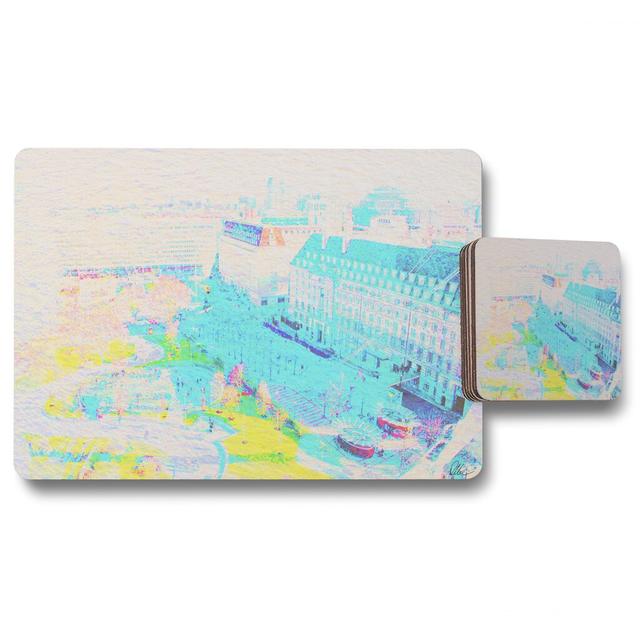 London Eye Park 12 Piece Cork Placemat and Coaster Set Ebern Designs on Productcaster.