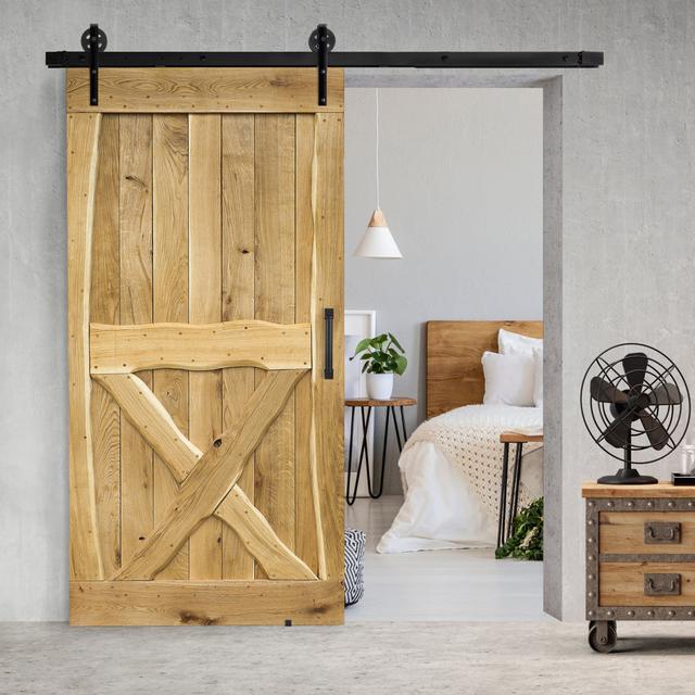 Hadley Solid Oak Barn Doors Foundstone Door Size: 220cm H x 110cm W x 4cm D, Door Finish: Natural Oil on Productcaster.