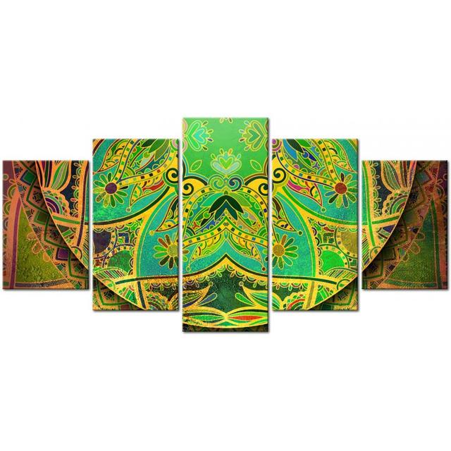 Mandala: Green Energy - Print on Canvas East Urban Home Size: 100 cm H x 200 cm W on Productcaster.