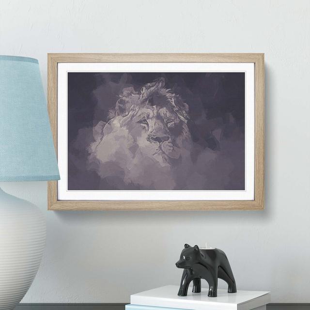 Lion in the Mist in Abstract - Picture Frame Graphic Art Print East Urban Home Frame Option: Oak, Size: 60cm H x 91cm W x 2cm D on Productcaster.