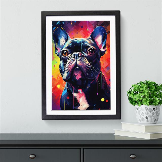 French Bulldog Futurism - Single Picture Frame Print on Wood Marlow Home Co. Format: Black Framed, Size: 34cm H x 25cm W on Productcaster.