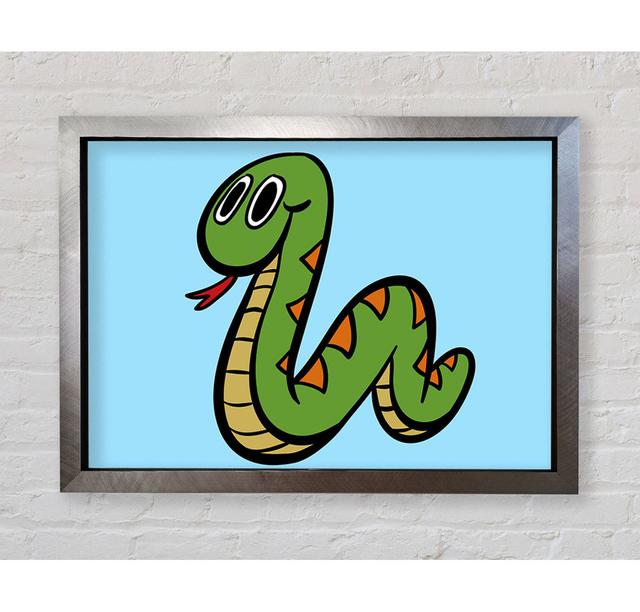 Cartoon Snake Lilac Framed Print - Picture Frame Graphic Art on Canvas Zoomie Kids Format: Silver Framed Paper, Colour: Blue, Size: 42cm H x 59.7cm W on Productcaster.