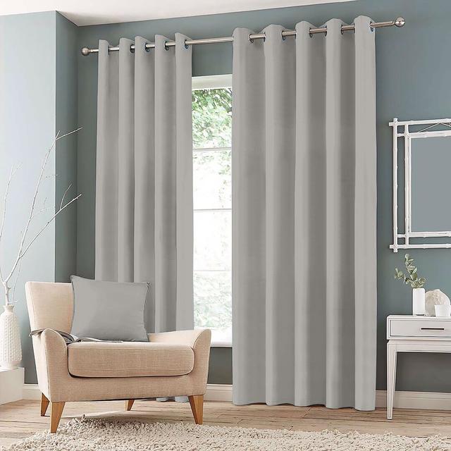 Granados Eyelet Room Darkening Curtains (Set of 2) Ebern Designs Panel Size: Width 167 x Drop 137 cm, Colour: Silver Grey on Productcaster.