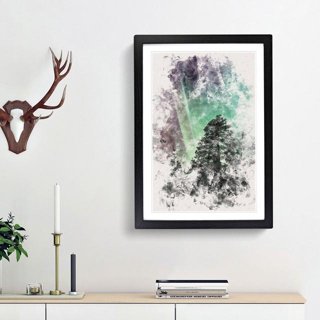 Northern Lights over the Forest - Picture Frame Painting Print East Urban Home Size: 45cm H x 33cm W x 2cm D, Frame Option: Black Framed on Productcaster.