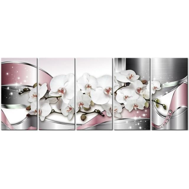 Glänzende Orchideen' Grafik Mehrteiliges Bild auf verpackter Leinwand East Urban Home Größe: 80 cm H x 200 cm B x T on Productcaster.