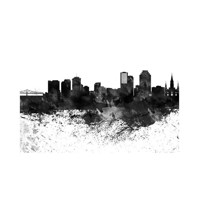 New Orleans Black & White Drops Skyline by Wall Decor Addict - Wrapped Canvas Painting Latitude Run Size: 20.32cm H x 30.48cm W x 1.91cm D on Productcaster.