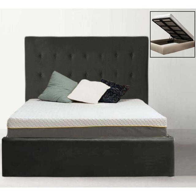 Anterion Upholstered Storage Bed Canora Grey Colour: Asphalt, Size: Small Double (4') on Productcaster.