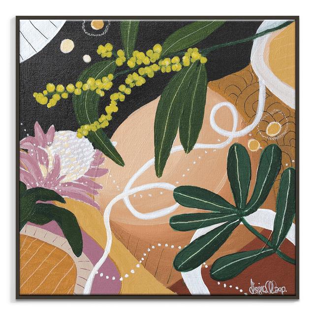 Golden Wattle by Lizzie Alsop - Art Prints Bay Isle Home Format: Black Wood Framed, Size: 102" H x 102" W x 1.5" D on Productcaster.