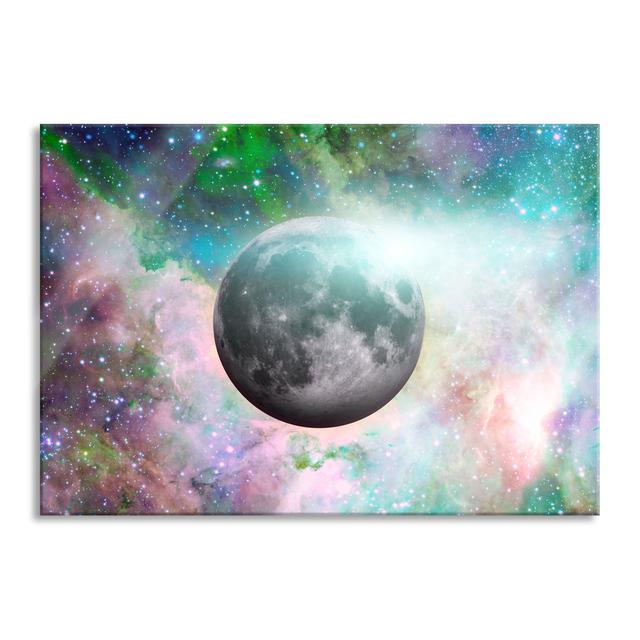 Our Moon in Stardust - Unframed Photograph on Glass Brayden Studio Size: 60cm H x 80cm W, Colour: Purple on Productcaster.