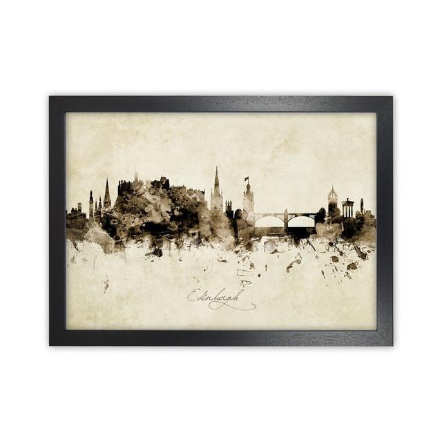 Edinburgh Scotland Skyline Vintage by Michael Tompsett - Graphic Art Latitude Run Format: Black Framed, Size: 25cm H x 34cm W x 3cm D on Productcaster.