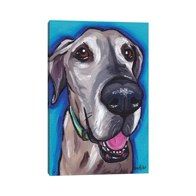 Beau The Great Dane by Hippie Hound Studios - Wrapped Canvas Painting ClassicLiving Size: 45.72cm H x 30.48cm W x 1.91cm D on Productcaster.