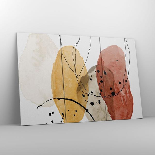 Watercolour Abstraction Shapes - 3 Piece Wrapped Canvas Painting Ebern Designs Size: 110cm H x 165cm W x 1.8cm D on Productcaster.