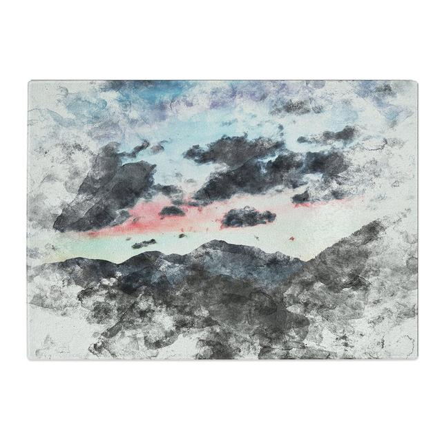 Tempered Glass Mountain Below the Clouds Chopping Board East Urban Home Size: 28.5 cm x 39 cm on Productcaster.