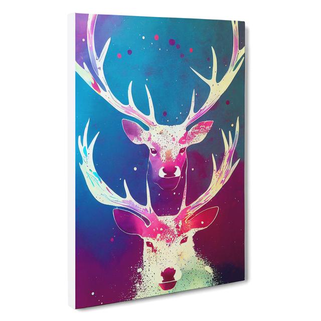 XC1022-4798X Two Painted Stags No.3 Abstract - Wrapped Canvas Print Alpen Home Size: 50cm H x 35cm W x 3cm D on Productcaster.