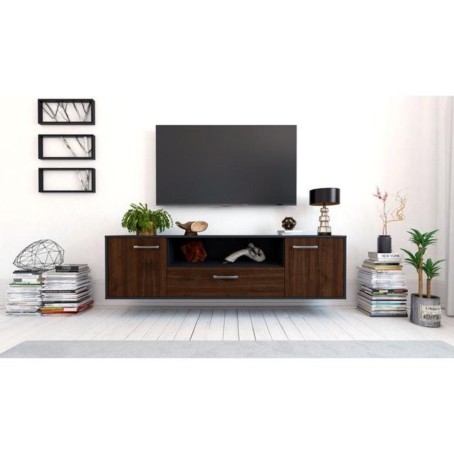 Bayad TV stand; Color: Concrete/Anthracite; Flying/Metal handles; Size: 180cm x 49cm x 35cm Brayden Studio Colour: Walnut/Anthracite on Productcaster.