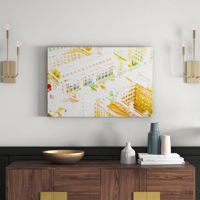 London Roof Tops Orange Graphic Art on Canvas East Urban Home Size: 61 cm H x 92 cm W x 4 cm D on Productcaster.