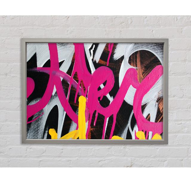 Swirl Of Pink Graffiti Framed Print Bright Star Size: 100.1cm H x 141.4cm W on Productcaster.