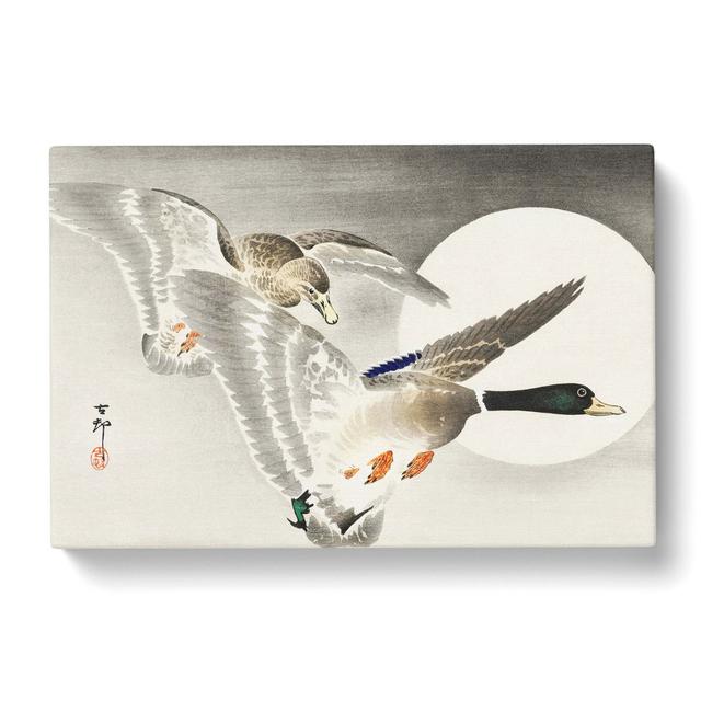 Two Ducks at Full Moon by Ohara Koson - Wrapped Canvas Painting Print East Urban Home Size: 50cm H x 76cm W x 3cm D on Productcaster.