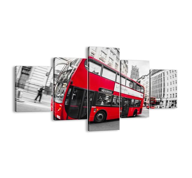 'London Traditionally - by Bus' - 5 Piece Unframed Photograph Print Set on Canvas Corrigan Studio Size: 70cm H x 125cm W x 1.8cm D on Productcaster.