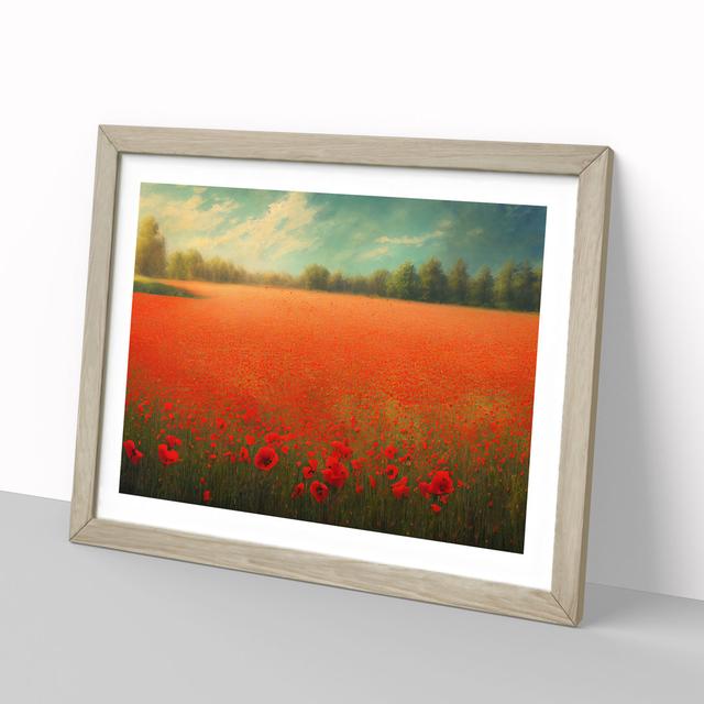 Radiant Poppies Flowers - Picture Frame Painting 17 Stories Size: 34cm H x 46cm W x 2cm D, Frame Colour: Oak on Productcaster.