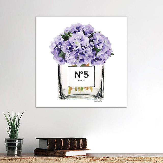 No. 5 Vase with Purple Hydrangeas by Amanda Greenwood - Wrapped Canvas Painting Print Rosdorf Park Size: 30.48cm H x 30.48cm W x 1.91cm D on Productcaster.