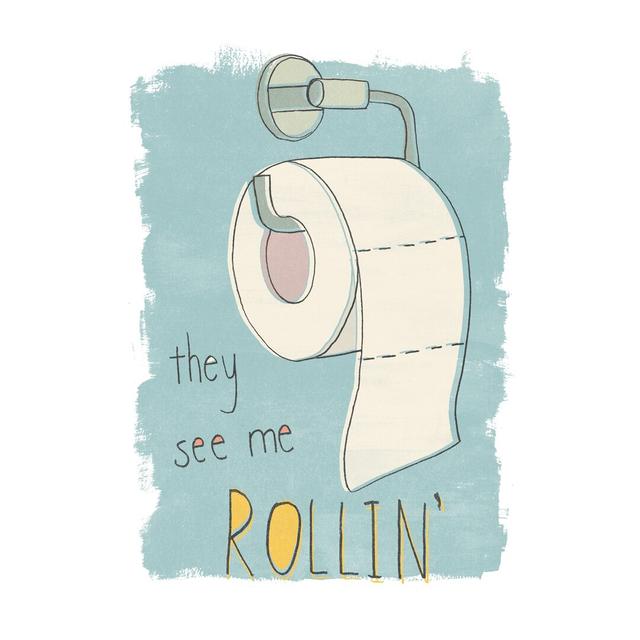 Potty Pun I by June Erica Vess - Wrapped Canvas Typography Happy Larry Size: 46cm H x 30cm W on Productcaster.