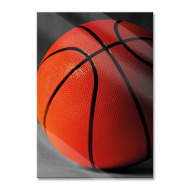 Basketball with Black Background - Unframed Photograph on Glass Brayden Studio Size: 80cm H x 60cm W x 0.4cm D on Productcaster.