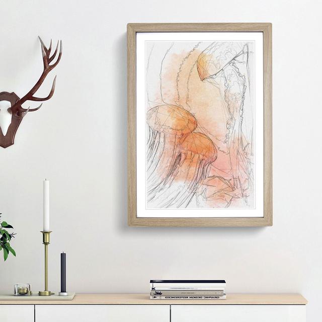 The Orange Jellyfish in Abstract - Picture Frame Graphic Art Print East Urban Home Size: 36cm H x 27cm W x 2cm D, Frame Option: Oak Framed on Productcaster.