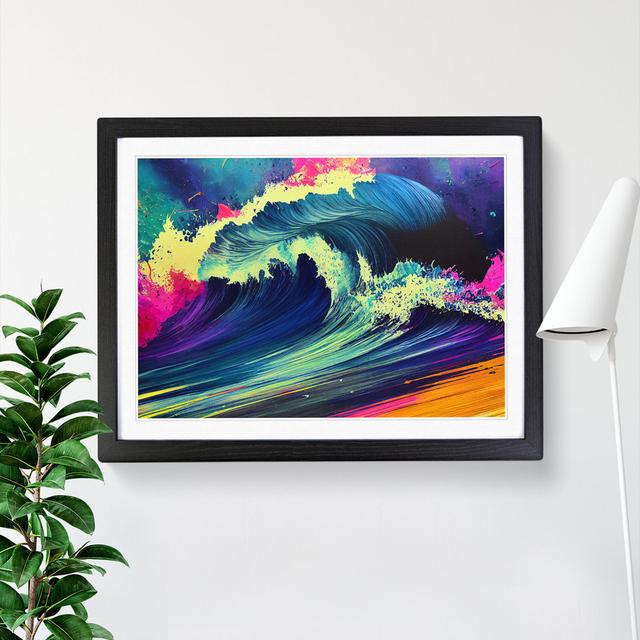 Paint Splash Ocean Wave Vol.1 Abstract House of Hampton Size: 25cm H x 34cm W x 2cm D, Format: Black Framed on Productcaster.