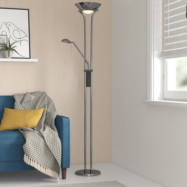 Tracee 183cm Torchiere Floor Lamp Zipcode Design Finish: Satin Silver on Productcaster.