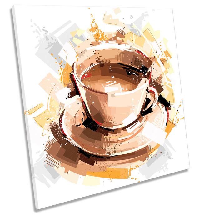 Z1623 Coffee Cup Café Kitchen - Wrapped Canvas Painting Marlow Home Co. Size: 76.2cm H x 76.2cm W x 4cm D on Productcaster.