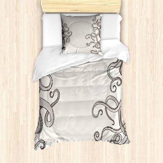 Yasmin White/Cream Microfibre Duvet Cover Set East Urban Home Size: Single - 1 Pillowcase (80 x 80 cm) on Productcaster.