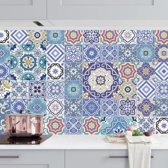 Coonrod Elaborate Portuguese 50 x 250cm PVC Tile in Blue Latitude Vive on Productcaster.