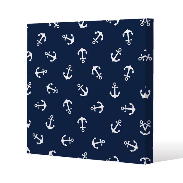 Anchors On Navy Background Canvas Print Andrew Lee on Productcaster.