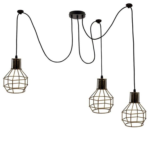 Barner 3-Light Geometric Chandelier Borough Wharf Shade Colour: Brushed Copper on Productcaster.