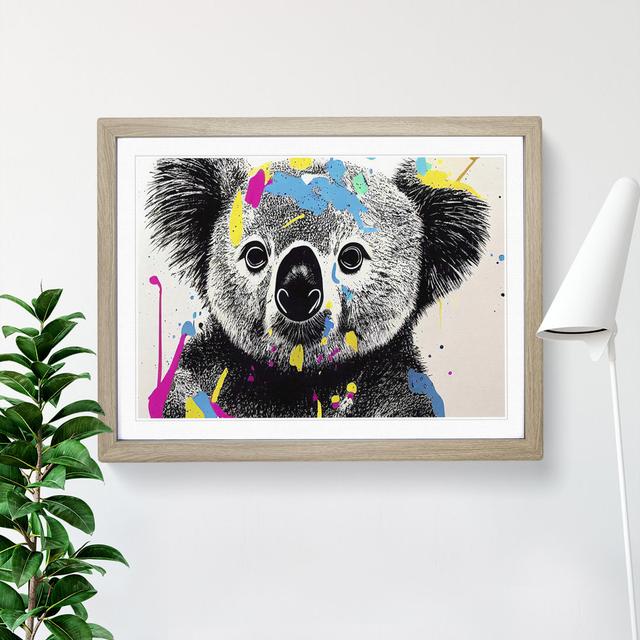 Koala Bear Splash Vol.1 Abstract - Single Picture Frame Print Marlow Home Co. Size: 25cm H x 34cm W x 2cm D, Frame Colour: Oak Framed on Productcaster.