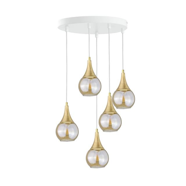 Lacrima Smoky/gold 5-light Pendant George Oliver Base Finish: White/Gold, Shade Colour: Gold on Productcaster.