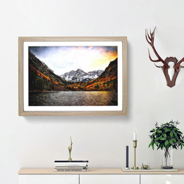 Maroon Bells Mountains in Colorado - Picture Frame Graphic Art Print East Urban Home Frame Option: Oak Framed, Size: 45cm H x 63cm W x 2cm D on Productcaster.