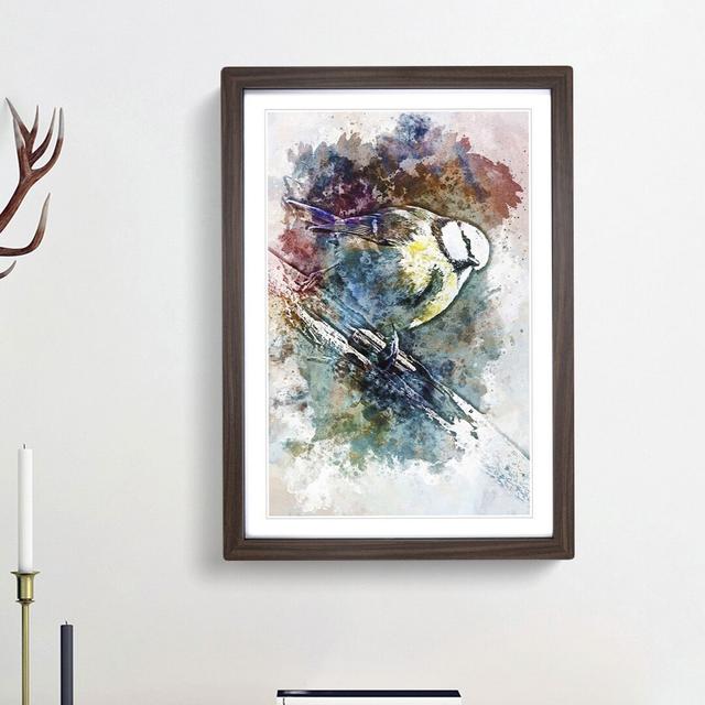 Blue Tit Bird in Abstract - Picture Frame Graphic Art Print East Urban Home Frame Option: Walnut Framed, Size: 87cm H x 62cm W x 2cm D on Productcaster.