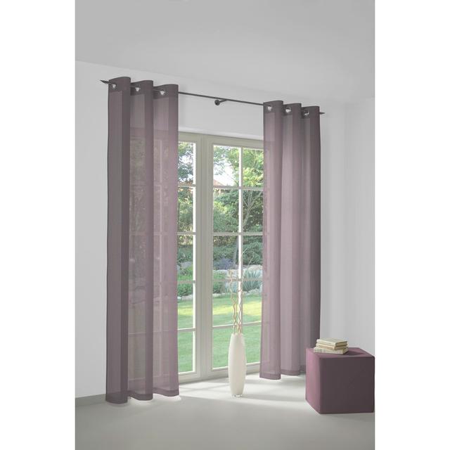 Sunday 82% Polyester And 18% Cotton Semi Sheer Grommet / Eyelet Curtain Panel Wirth Panel Size: 142cm Width x 395cm Drop, Curtain Colour: Purple on Productcaster.